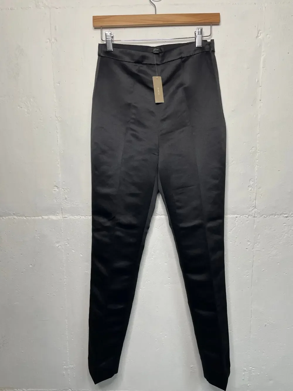 NEW J.Crew Womens Satin Straight Leg Trousers Black Size 00